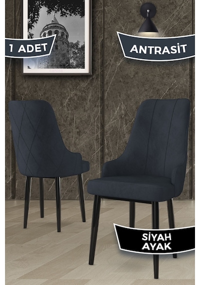 Canisa Concept Trex Serisi 1.sınıf Babyface Kumaş 1 Adet Antrasit Sandalye Siyah Metal Ayak Sandalye Antrasit Ayaklar Siyah
