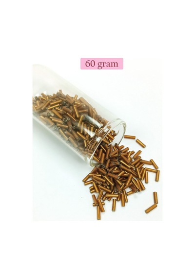 Uzun Boru Kesme Boncuk Çap 2mm Uzunluk 10 Mm - 60 Gram - Koyu Altın - Bnc265 Diğer