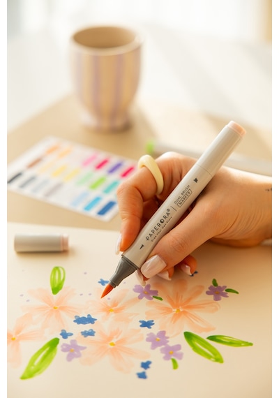 24 Lü Çift Uçlu Alkol Bazlı Marker Kalem Seti Brush + Chisel
