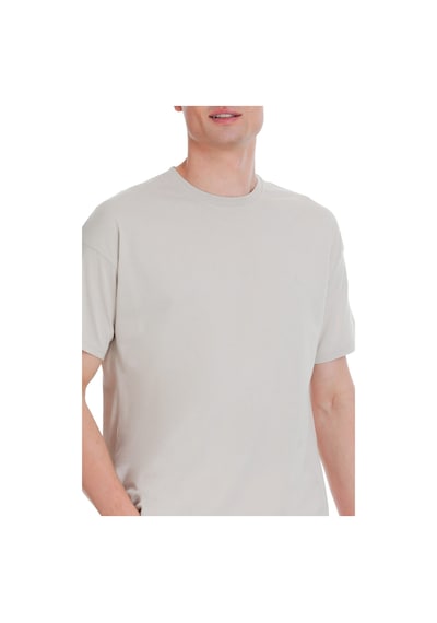 Hatemoğlu Taş Regular Fit 100% Pamuk Bisiklet Yaka Oversize Tişört 1995332 Taş