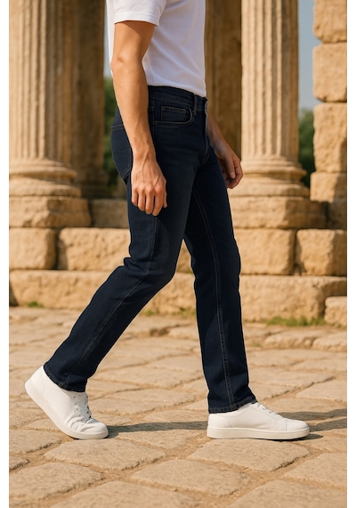 Cedy Denim Xcedy Premium Yüksek Kalite Erkek Klasik 5 Cep Yüksek Bel Regularfit Esnek Boru Paça Pantolon Lacıvert