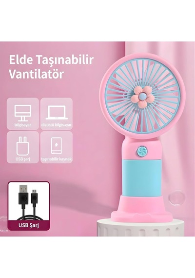 Coverzone El Tipi Mini Fan, 250mah Batarya, Usb Şarj Edilebilir, Doğal Rüzgar Özelliği, Taşınabilir Ve Kompakt Ta