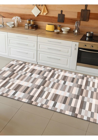Makinede Yıkanabilir Kaymaz Taban Leke Tutmaz Dijital Baskı Mutfak Halısı 0610m 001