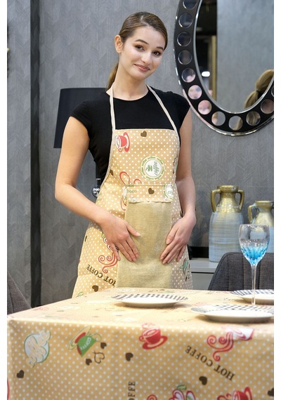 Damla Sıvı Geçirmez Masa Örtüsü Ve Mutfak Önlüğü Seti Runner Masa Örtüsü Modelleri Coffee