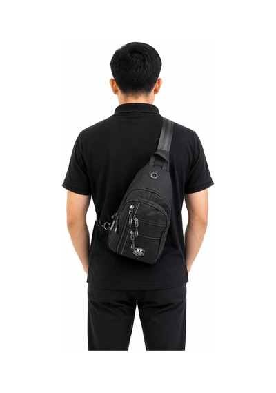 Seventeen Unisex Orta Boy Çok Gözlü Çapraz Askılı Body Bag Siyah-gri
