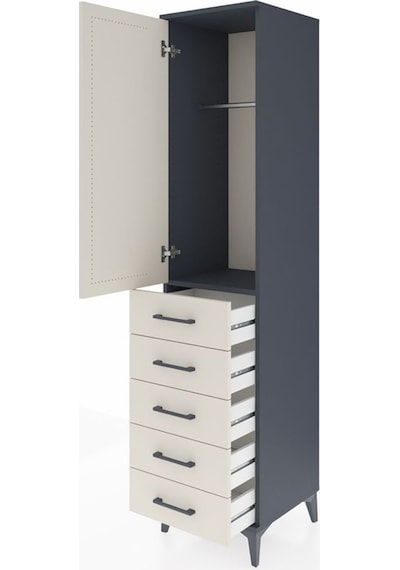 Hyperion Dolap Tek Raflı 5 Çekmeceli Tek Askılı 44x44x195 Antrasit-aytaşı Antrasit Hyperion Dolap Tek Raflı 5 Çekmeceli Tek Askılı 44x44x195 Antrasit-aytaşı Antrasit