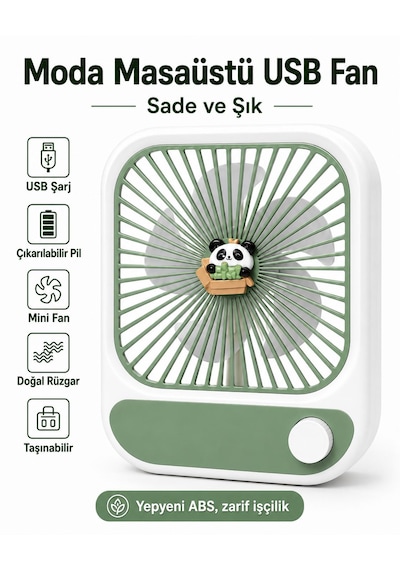 Mini Fan Ayarlanabilir Kademeli Işıklı Gece Lambası Vantilatör Beyaz