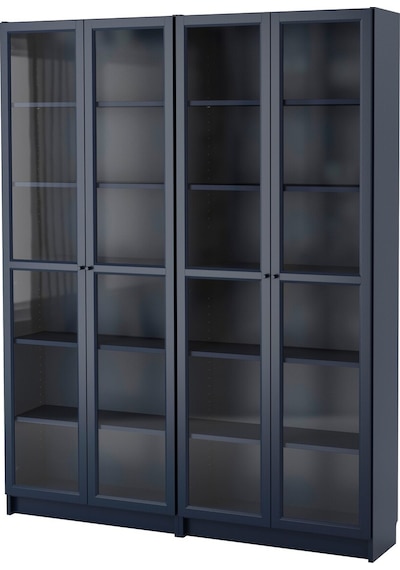 Cam Kapaklı Kitaplık, Koyu Mavi, 160x30x202 Cm, 4 Kapaklı Abanoz Cam Kapaklı Kitaplık, Koyu Mavi, 160x30x202 Cm, 4 Kapaklı Abanoz