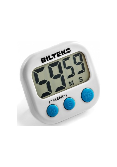 Biltek Hom-001 Beyaz Zamanlayıcı Büyük Rakamlı Dijital Mutfak Saati, Yüksek Sesli Alarm, Manyetik Arka Taraf, Aya