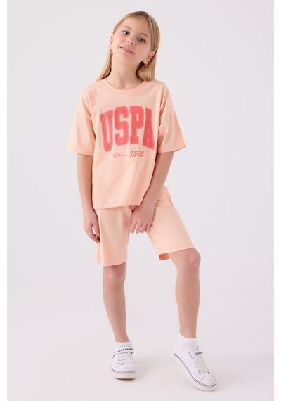 U.S. Polo Assn. Kız Çocuk Somon Bermuda Takım 5274-43750 Somon