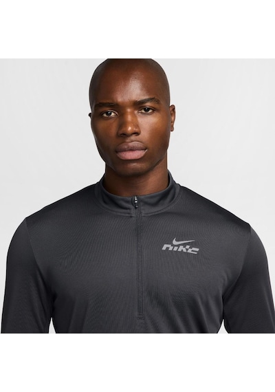 Nike Dri-fıt Pacer Flash 1/2 Fermuarlı Uzun Kollu Reflektörlü Erkek Koşu Üstü Füme - Gri