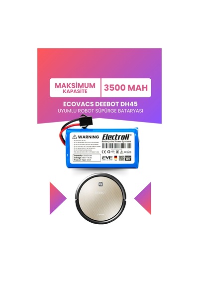Ecovacs Deebot Dh45 Uyumlu Batarya Maksimum Kapasite 3500mah Pil Robot Süpürge Bataryası