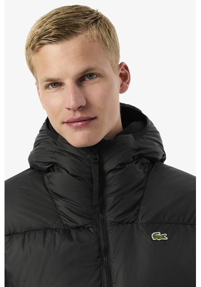Lacoste Relaxed Fit Down Fill Jacket Kaz Tüyü Dolgu Sabit Kapüşonlu Siyah Mont Siyah