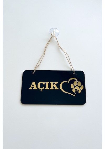 Pet Shoplar İçin Gold Tasarımlı Pleksi Kapı Tabelası Açık/kapalı