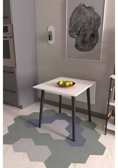 Vilinze Avanos Mdf Katlanır Ahşap Mutfak Masası - 70x80 Cm Beyaz Siyah