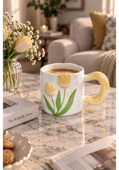Nazen Lüsterli Sarı Porselen Kupa 480 Ml-7735 Çok Renkli
