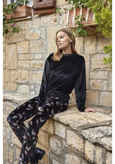 Aydoğan Kadın Kadife Baskılı Pijama Takımı (513216276)