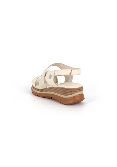 Mammamia D26ys-5380 Kadın Hakiki Deri Günlük Comfort Sandalet Krem