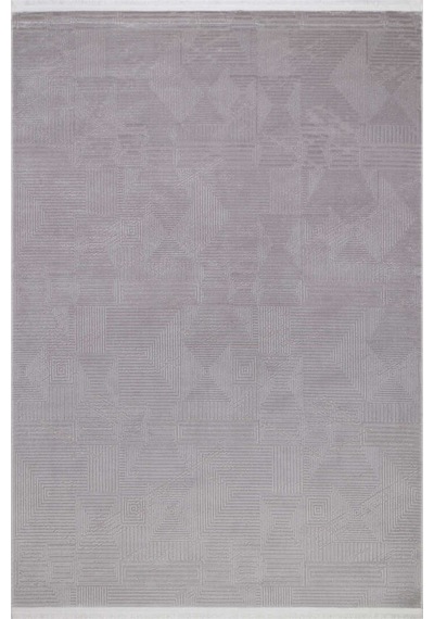 Geometrik Soyut Desenli Oskar Akrilik Makine Halısı Os06 Gri