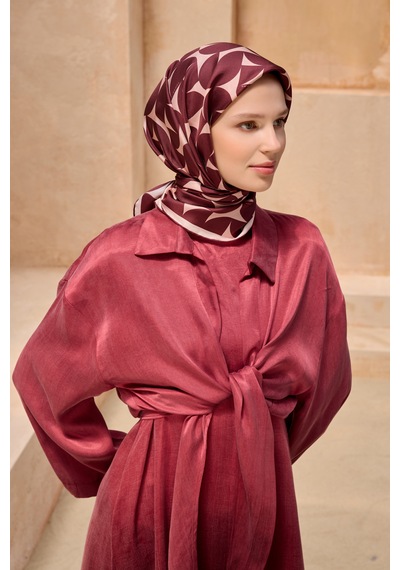 Belli Twill İpek Eşarp 4117-30 Bordo, Pudra Bordo - Pudra