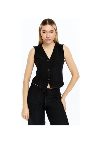 Selectmoda Kadın Kolsuz Triko Takım Siyah