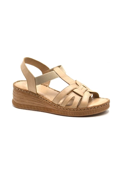 Venüs 24028801 Kadın Hakiki Deri Dolgu Topuk Comfort Sandalet Bej