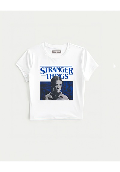 Kalic Studio Stranger Things Baby Tee Beyaz