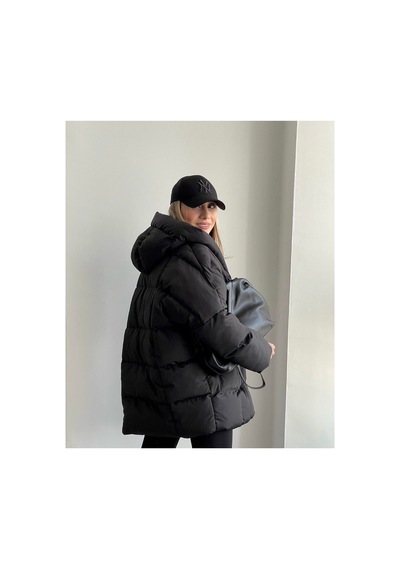 La Querta Puffer Yarasa Şişme Oversize Mont Siyah&black Siyah&Black