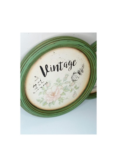 Duvar Dekorasyon Ahşap Pano 2li Vintage Tasarım Yeşil - 635473956