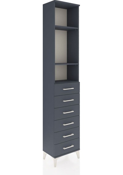 Arges Dolap 3 Raflı 6 Çekmeceli 44x30x221 Antrasit-antrasit Antrasit
