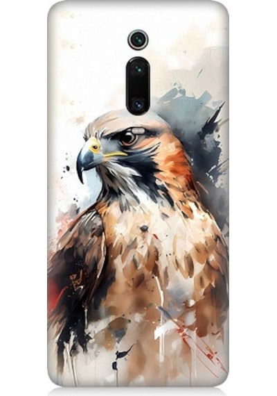 Xiaomi Mi 9t Uyumlu Siyah Beyaz Asil Kartal Desenli Silikon Kılıf