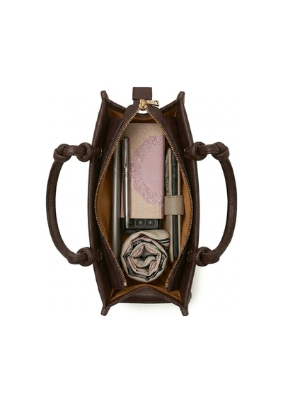 Levano Leather Kadın Fular Detaylı Düğüm Askılı Omuz Çantası Lüks Tasarım Geniş Hacimli Günlük Kol Çantası Kahverengi