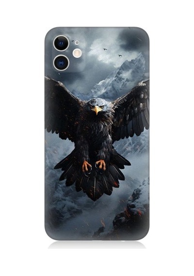 Apple Uyumlu iPhone 12 Uçan Savaşçı Kartal Desenli Silikon Kılıf
