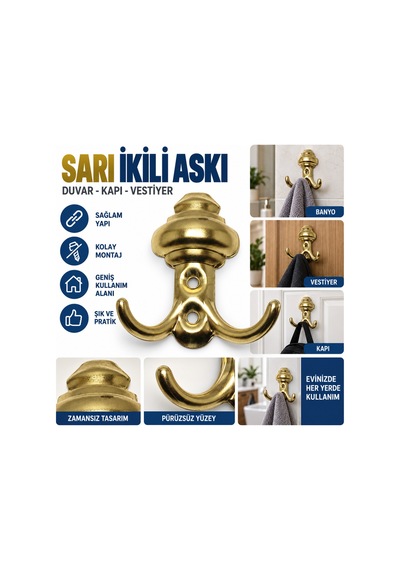Banyo,gardrop,vestiyer Askısı Sarı - 922681402 Sarı