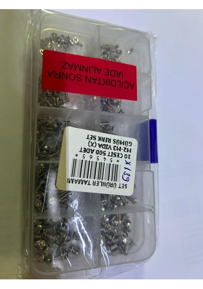 10 Çeşit 500 Adet M2-m3 Vida X139 Gümüş Renk Set M2