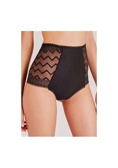 Magic Form Zigzag Dantelli Yüksek Bel Kadın Hipster Külot Siyah - 118379710 Siyah