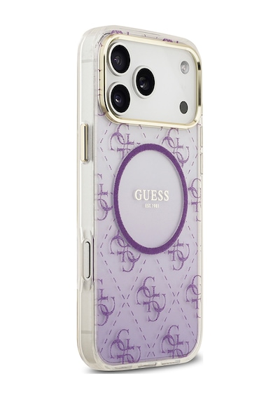 Apple Uyumlu iPhone 17 Pro Max Kılıf Guess Lisanslı M-safe Özellikli 4g Desenli Simli Silikon Kapak Mor Mor