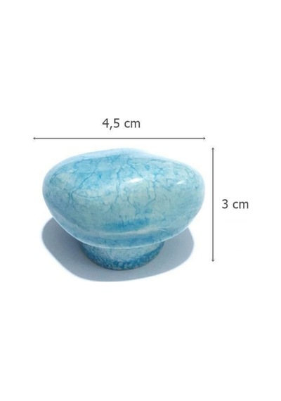 5 Adet Porselen Taş Düğme Mavi Seramik Mobilya Kulpu Çekmece Dolap Kolu 4.5 Cm Mavi