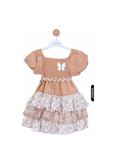 Xo Kids Kız Çocuk Elbise 4-8 Yaş 23108 Kahverengi