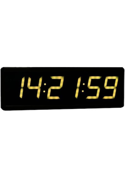 Saniyeli Dijital Led Duvar Ve Masa Saat Derece Ve Nem - Sarı Kasa Ölçüsü: 12x35 Cm