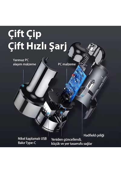 Ally Turbocharge 75w Araç Şarj Cihazı Çift Port Usb-c+usb-a
