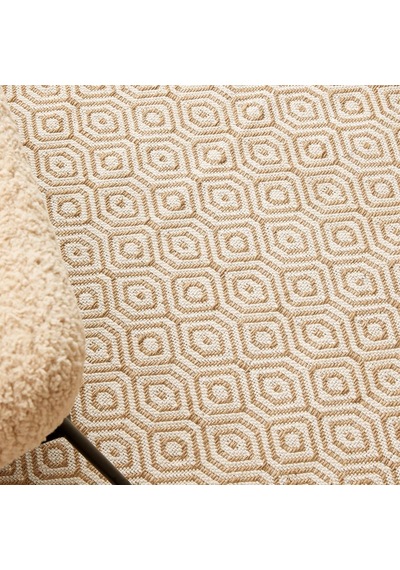 Ocean Home Textile Ekru Renk Karo Desenli Jüt Halı Kilim 160 X 230 Cm