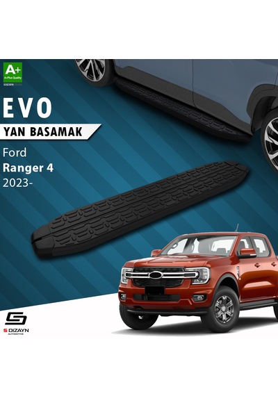 S-dizayn Ford Ranger 4 Evo Siyah Yan Basamak 203 Cm 2023 Üzeri A+ Kalite