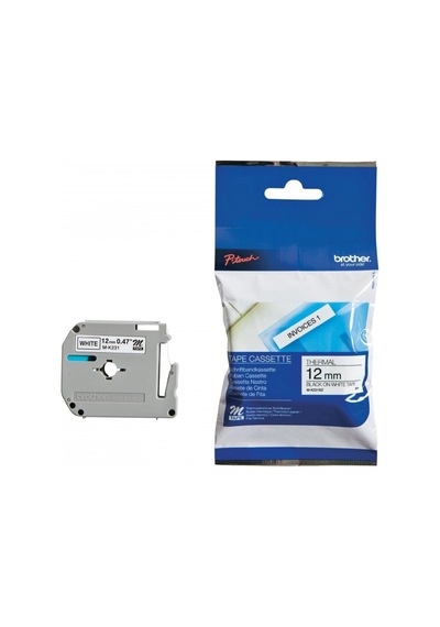 BROTHER P-TOUCH M-K231 M-TAPE 12MM BEYAZ ÜZE  İNE SİYAH KAĞIT ETİ