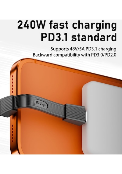 Usb-c To Usb-c 42mm Kısa Kablo, 240w Pd3.1 Hızlı Şarj, 80gbps Veri Aktarımı, 8k 60hz Görüntü Desteği, Thunderbolt Uyumlu, Usb4, Laptop Tablet Telefon İçin Ultra Kısa Adaptör Kablo Otgb