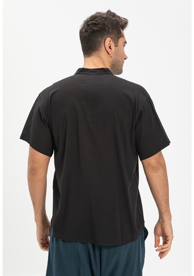 Kısa Kol Şile Bezi Hakim Yaka Erkek Tshirt Siyah 3003