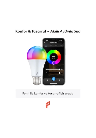 Akıllı Led Ampul, 9w-titreşimsiz, 16.7 Milyon Renk, Sesli Kontrol, 806'lümen, Doğal Sarı Ve Bey Diğer