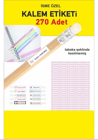 isimli Okul Kalem Etiketi  Kalem Sticker Seti 200 Adet