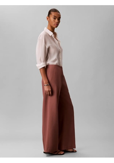 Calvin Klein Lınen Dressy Pant, 41j, Sh, 4 Kahverengi Kadın Pantolon