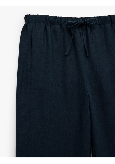 Koton Keten Görünümlü Cepli Straight Fit Düz Paça Pantolon Lacivert 6sak40250ew Lacivert - Mavi